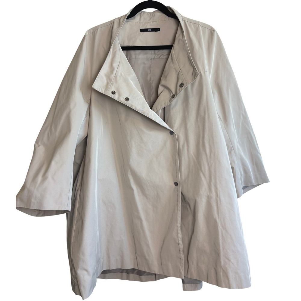 Jarbo Wrap Front Funnel Neck Jacket Beige Womens Size 3 3/4 Sleeve‎ Minimalist